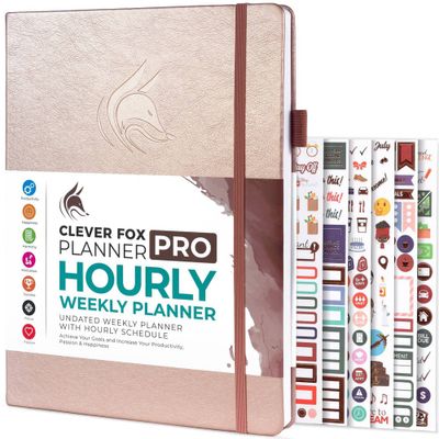 Undated PRO Schedule Planner Weekly/Monthly Rose Gold - Clever Fox: Agenda, Class Schedule, Ribbon Marker, 8.5x11