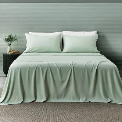 Full Softest Blend of Rayon Viscose from Bamboo 4pc Sheet Set Sage Green Isla Jade