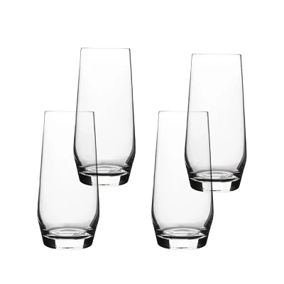 over&back Set of 4 12oz Traditional Classic Stemless Mouth-Blown Glasses Clear