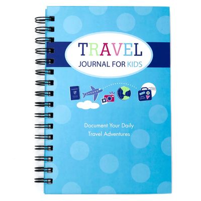 Travel Journal for Kids 8.5x5.5 Teal - Kahootie Co: Undated Wire-Bound Notebook, 140 Pages, Hard Cover, Preprinted