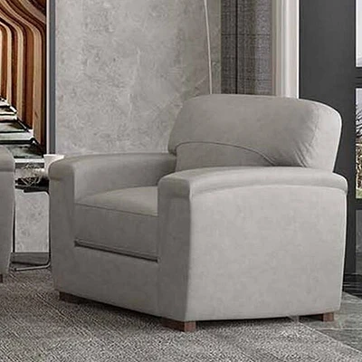 43 Cornelia Accent Chair Beige Leather - Acme Furniture: Mid-Century, Tufted, Wood Composite