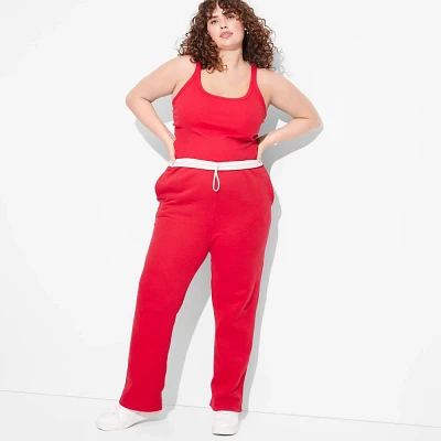 Women High-Rie Foldover Fleece Pant - Wild Fable Red 1X