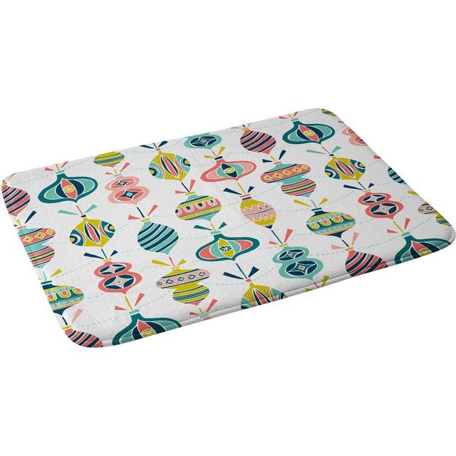 21x34 Decorated Bath Rug White - Deny Designs: Geometric Pattern, Microfiber, Machine Washable Bath Mat