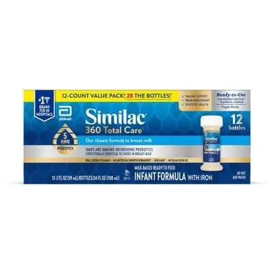 Similac 360 Total Care Non-GMO Ready to Feed Infant Formula Bottles