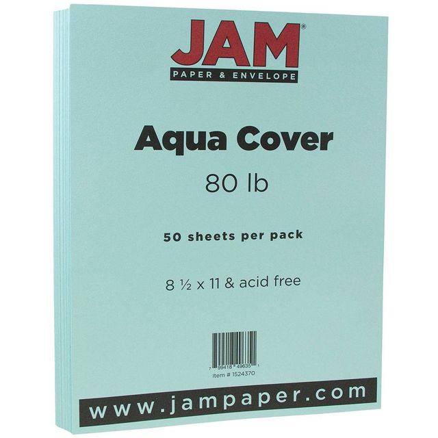 JAM Paper Basis 80lb Cardstock 8.5 X 11 50pk - Blue: Paper, Brightness, 8.5 x 11