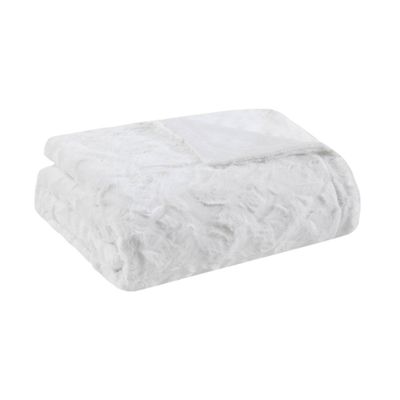 60x70 Oversized Marselle Faux Fur Throw Blanket White - Madison Park