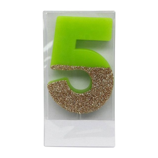 Number 5 Glitter Candle  - Spritz