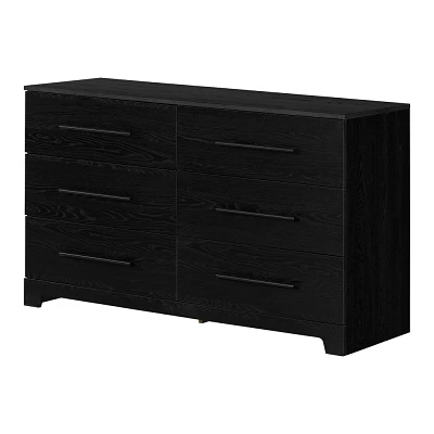 South Shore Primo 6 Drawer Double Dresser Black Oak