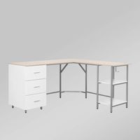 L Shape Home Office Two-Tone Desk with Storage - Techni Mobili: Wood