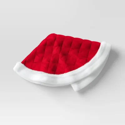 32 Quilted Velvet Christmas Tree Skirt with Faux Fur Trim Red/White - Wondershop