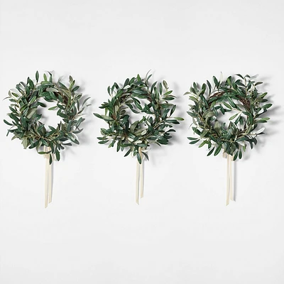 Set of 3 Mini Olive Wreaths with Ribbon - Threshold designed with Studio McGee