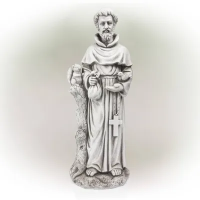 31 H Ceramic Outdoor Sculpture - Alpine Corporation: St. Francis Patron Saint, Garden Decor, Religious Figure