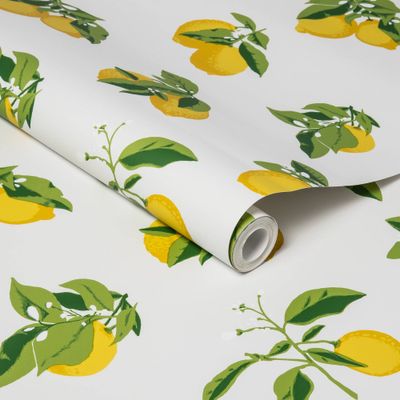 Lemons Peel & Stick Wallpaper Yellow - Opalhouse