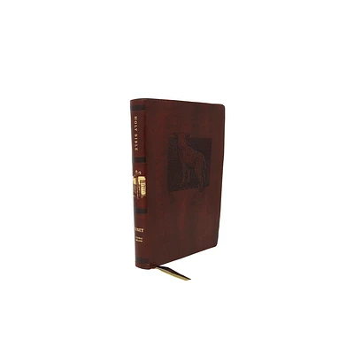 Net Bible, Thinline Art Edition, Large Print, Leathersoft, Brown, Comfort Print - by Thomas Nelson (Leather Bound)