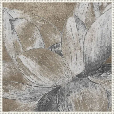 30x30 Soft Lotus Blossom by Patricia Pinto Framed Canvas Wall Art Print White - Amanti Art: Modern Style, Polystyrene Frame