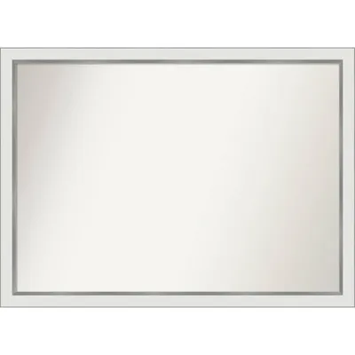 41 x 30 Non-Beveled Eva Narrow Bathroom Wall Mirror White/Silver - Amanti Art