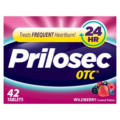 Prilosec OTC Omeprazole 20mg Delayed-Release Acid Reducer for Heartburn Relief Wildberry Tablets - 42ct