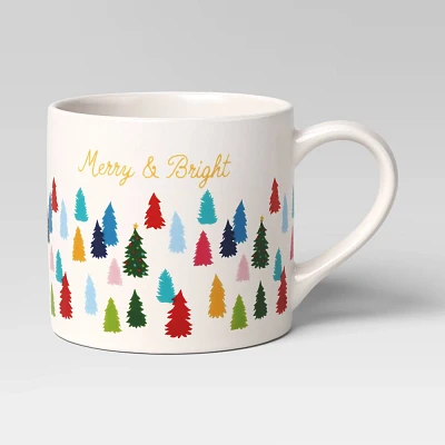 16oz Stoneware Merry and Bright/Christmas Tree Mug - Wondershop