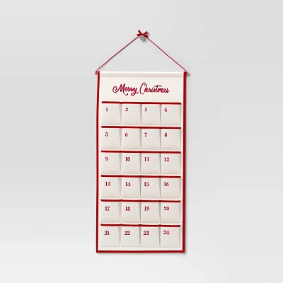 26x24 Merry Christmas Countdown Calendar Cream - Threshold