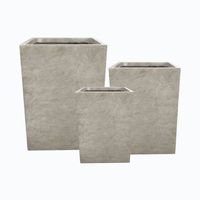 Set of 3 Kante Lightweight Modern Square Outdoor Planters Weathered Concrete - Rosemead Home & Garden, Inc.