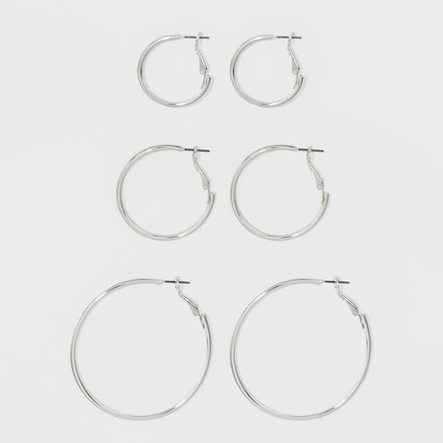 Open Graduated Size Hoop Earring Set 3ct - Wild Fable™ Gold