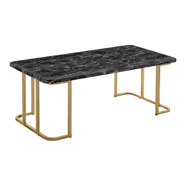 Trillick Faux Marble Top Coffee Table  - miBasics: Contemporary Rectangle with Loop Leg Design