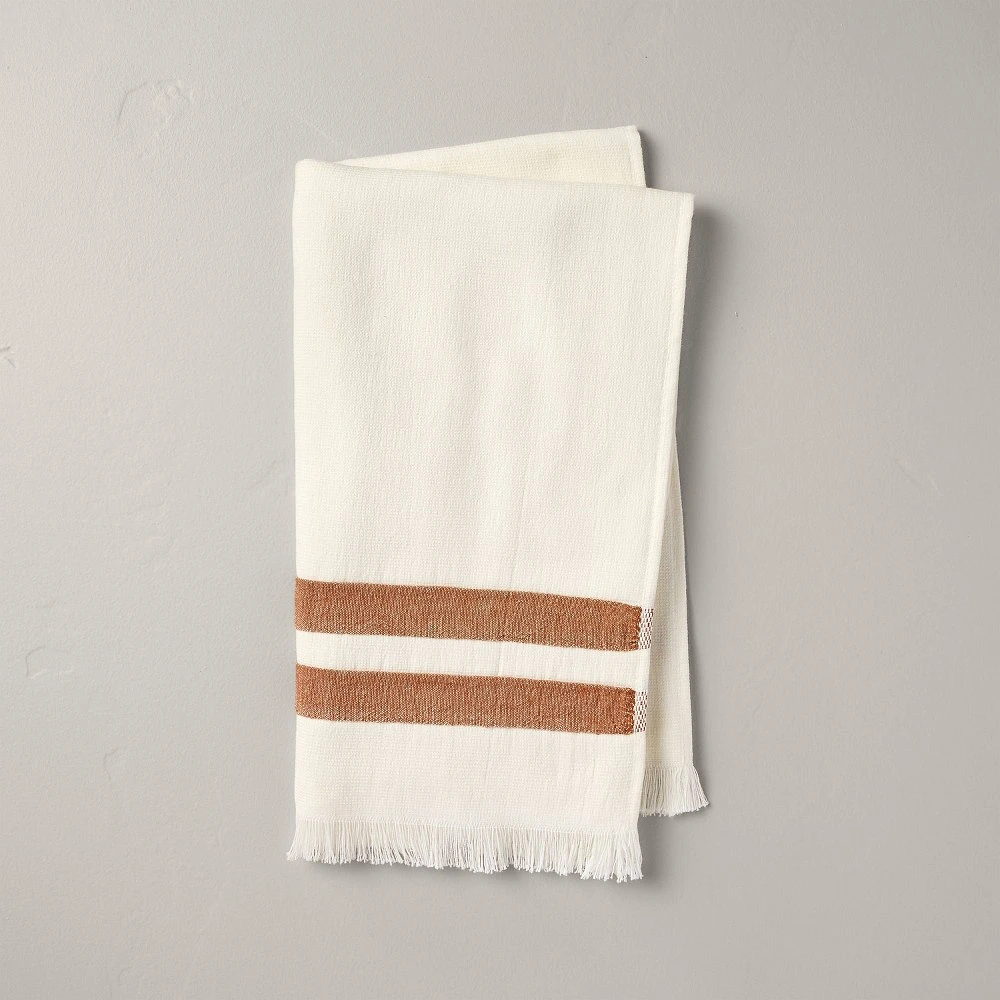 Double Stripe Cotton Hand Towel Cream/Rust - Hearth & Hand with Magnolia