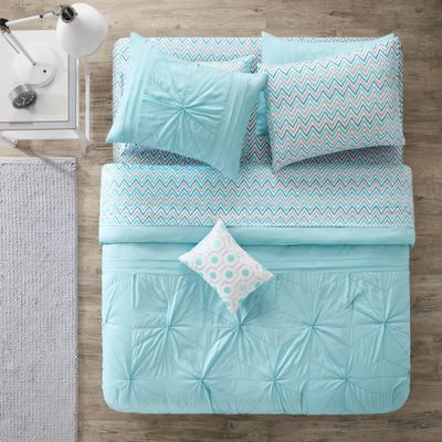 Aqua Kara Comforter and Sheet Set (Full)