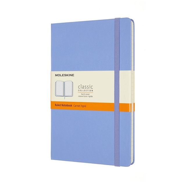 Moleskine Narrow Rule Notebook Hard Cover 8.25x5 Classic Hydrangea Blue