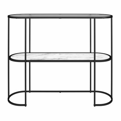 Moon Phases Console Table White Marble/Glass - Mr. Kate: Elegant Two-Tiered, Fluted Glass Top, Modern Entryway Furniture