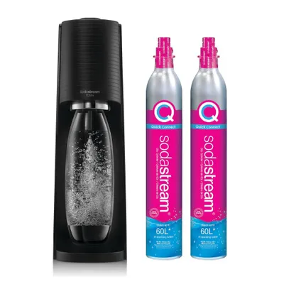 SodaStream Terra Sparkling Water Maker with Extra CO2 Cylinder and Carbonating Bottle