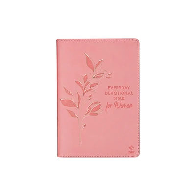 NLT Holy Bible Everyday Devotional Bible for Women New Living Translation, Vegan Leather, Pink Debossed - (Leather Bound)