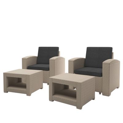 paperback Oh dutje Corliving 4pc All Weather Outdoor Chair & Ottoman Set with Cushions -  Black/Light Gray - CorLiving | Connecticut Post Mall