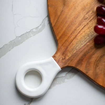 Jeanne Fitz Wood + White Collection Acacia Wood Round Charcuterie Board - Large