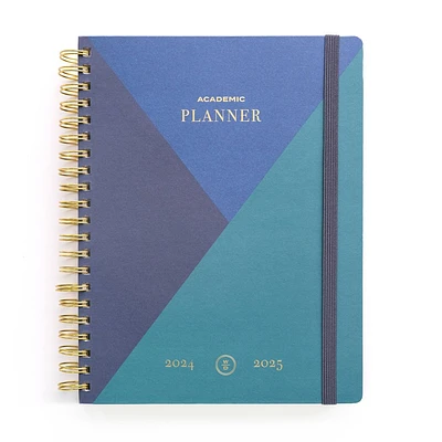 Wit & Delight 2024-25 Weekly/Monthly Academic Planner 11x8.5 Matte Spiral Blue Color Block