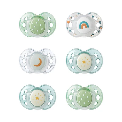 Tommee Tippee Night Pacifier 18-36m - White and Gray - 6pk