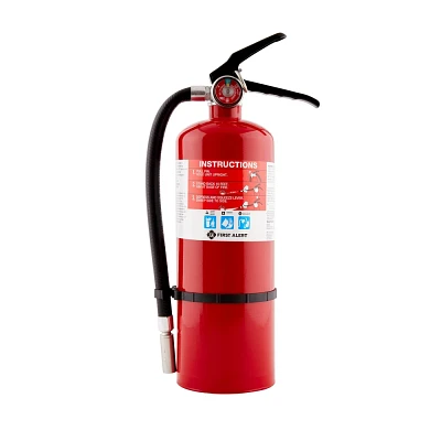 First Alert HOME2PRO Fire Extinguisher: Steel, 12-Year Warranty, UL 10-B:C, 6 Range, 195 PSI, 5 lbs, 17 Height