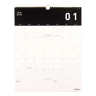 Altitude 2025 Monthly Wall Calendar 15x12 Black