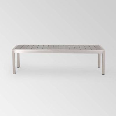 Cape Coral Aluminum Modern Dining Bench - Silver/ - Home