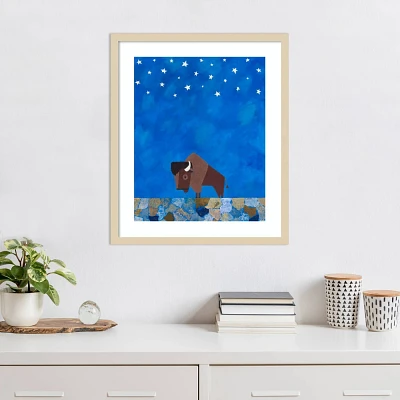 Amanti Art Bison Beneath The Stars II by Casey Craig Wood Framed Wall Art Print