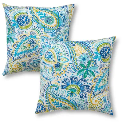 Kensington Garden 2pk 17x17 Paisley Square Outdoor Throw Pillows : Weather-Resistant