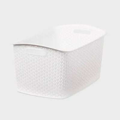 Y-Weave Jumbo Decorative Storage Basket White - Brightroom: Portable, Nesting, Stackable, 44L, Rectangle, 23.43x14.96x11.14