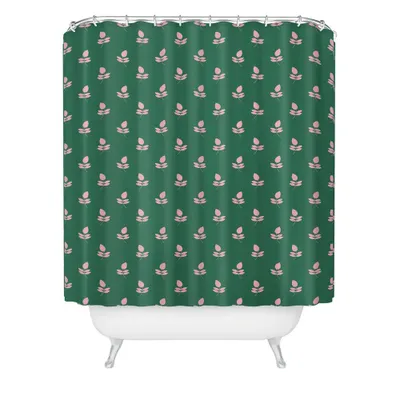 Maritza Lisa Retro Leaf Pattern Green Shower Curtain Green - Deny Designs