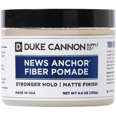 Duke Cannon News Anchor Fiber Pomade - Strong Hold, Matte Hair Styling Pomade for Men - 4.6 oz