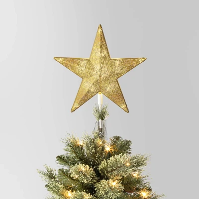 11.25 Pre-lit Perforated Metal Star Christmas Tree Topper Gold with Warm White LED Lights - Wondershop