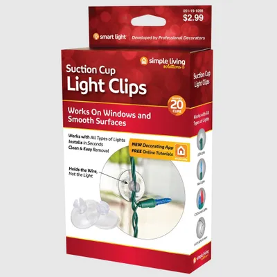 Simple Living Solutions 20ct Suction Cup Light Clips