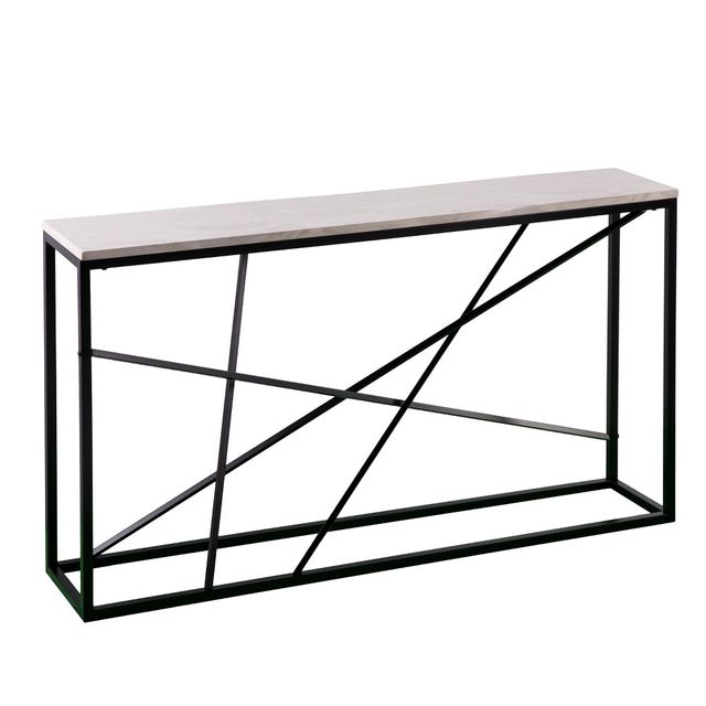 Arendale Faux Stone Skinny Console Table Matte Black - Aiden Lane