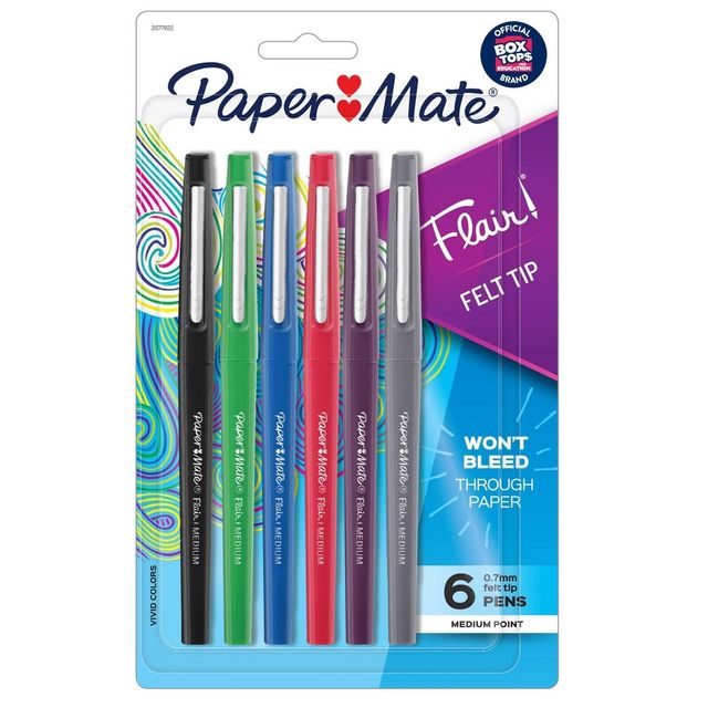 Paper Mate Flair 4pk Marker Pens Felt Tip 0.7mm Black