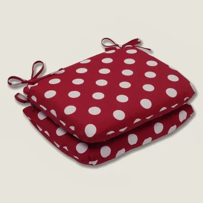 Outdoor 2-Piece Chair Cushion Set - Red/White Polka Dot - Pillow Perfect