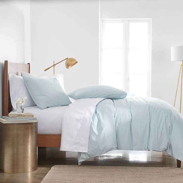 3pc Full/Queen Garment Wash Duvet Set Light Blue - Simply Put: Cotton Percale, OEKO-TEX Certified, Includes Shams